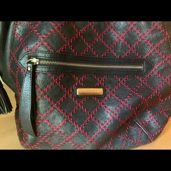 Isabella Fiore black leather embroidered large bag - Picture 6 of 13